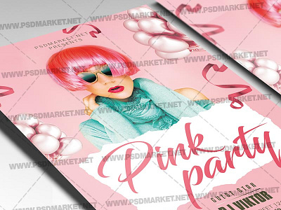 Pink Party Night Template - Flyer PSD pink affair pink bash pink club pink flyer pink madness pink night pink party pink party flyer pink poster pink psd