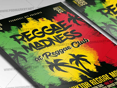 Reggae Madness Template - Flyer PSD jamaica party jamaica psd jamaican flyer rasta party reggae fest psd reggae festival reggae party