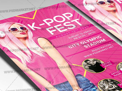 K-POP Fest Template - Flyer PSD club party flyer k pop festival k pop flyer k pop flyer design music flyer music party flyer party flyer pop flyer design psd flyer design