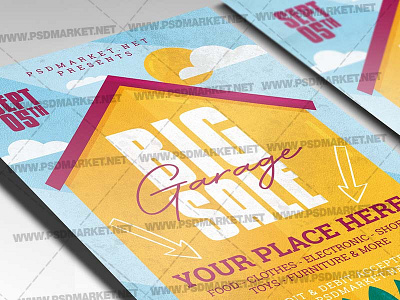 Big Garage Sale Template - Flyer PSD annual sale charity garage garage sale garage sale flyer psd flyer sale flyer yard yard sale yard sale flyer design