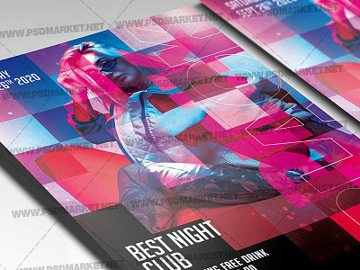 Pink and Black Night Template - Flyer PSD black flyer black night black party club flyer flyer design party flyer pink and black night pink flyer pink night pink party psd flyer
