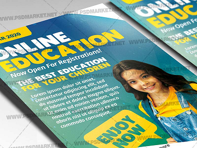 Online Education Template - Flyer PSD education online classes online education online lessons online school online schooling school flyer school sale virtual lessons