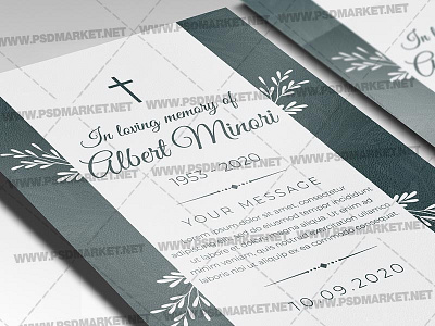 Funeral Card Template - Flyer PSD funarel ceremony funeral funeral card funeral event funeral program memory ceremony