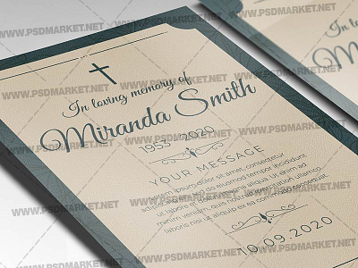 Vintage Funeral Card Template - Flyer PSD funarel ceremony funeral funeral card funeral event funeral program memory ceremony