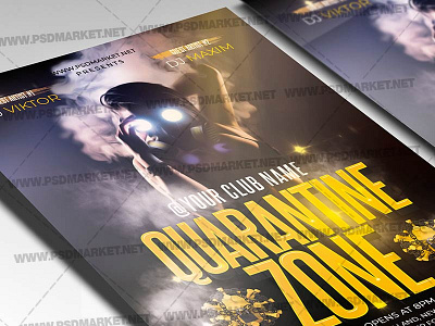 Quarantine Zone Night Template - Flyer PSD lock down quarantine quarantine club quarantine flyer quarantine party quarantine zone night