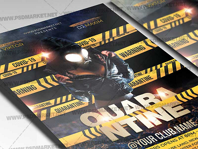 Quarantine Night Party Template - Flyer PSD lock down quarantine quarantine club quarantine flyer quarantine party quarantine zone night