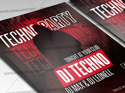 Techno Party Template - Flyer PSD