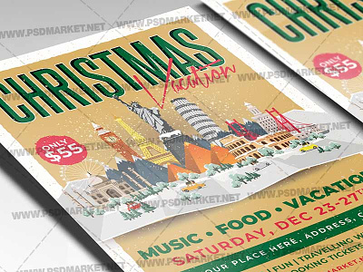 Christmas Vacation Template - Flyer PSD christmas christmas 2020 christmas flyer christmas market christmas vacation xmas xmas flyer