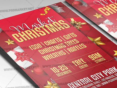Christmas Market Template - Flyer PSD christmas christmas 2020 christmas flyer christmas market christmas vacation xmas xmas flyer