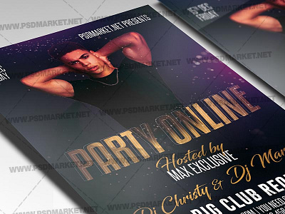 Party Online Template - Flyer PSD club flyer flyer design house party online birthday online birthday flyer online party online party 2020 online party flyer online party ideas party flyer