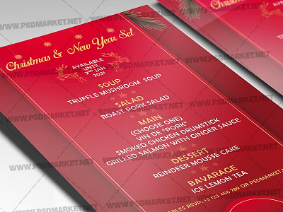 New Year Menu Template - Flyer PSD christmas christmas 2020 christmas flyer christmas market christmas menu christmas vacation menu design menu set new year menu new year menu set xmas xmas menu set