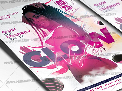 Glow Party Flyer - PSD Template