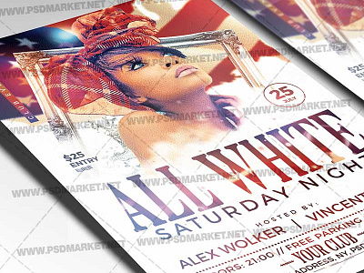 All White Party Flyer - PSD Template