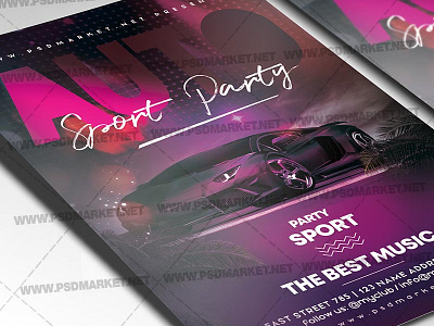 Auto Sport Party Flyer - PSD Template