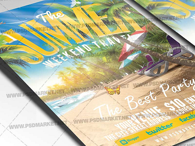 Summer Weekend Travel Flyer - PSD Template