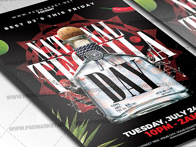 Tequila Day Flyer - PSD Template cocktail celebration cocktail flyer cocktail night cocktail night flyer cocktail party flyer cocktail party poster cocktail poster cocktail psd template drink flyer drink party flyers tequila day flyer tequila day poster tequila flyer