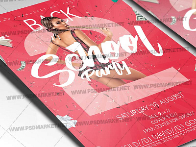 Back 2 School Party Event Flyer - PSD Template back 2 school flyer back to school design back to school events back to school flyer back to school graphics back to school poster back to school psd template back to school sales back2school backtoschool school flyer design school flyer templates