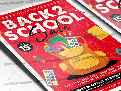 Back To School Sale Event Flyer - PSD Template back 2 school flyer back 2 school sale back to school design back to school events back to school flyer back to school graphics back to school poster back to school psd template back to school sales back2school backtoschool school flyer design school flyer templates