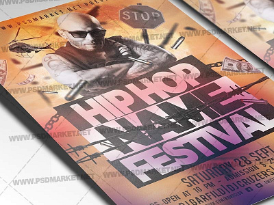 Hip Hop Festival Flyer - PSD Template club flyer templates festival flyer flyer examples flyer layout free psd flyer templates grand opening flyer hip hop festival hip hop flyer hip hop party flyer hip hop poster old school hip hop