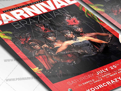 Brazilian Festival Flyer - PSD Template brazilian carnival flyer brazilian carnival poster brazilian parade carnival cruise flyer carnival flyer carnival flyer design flyer template psd graphic design flyer holiday flyer template rio carnival flyer rio carnival poster