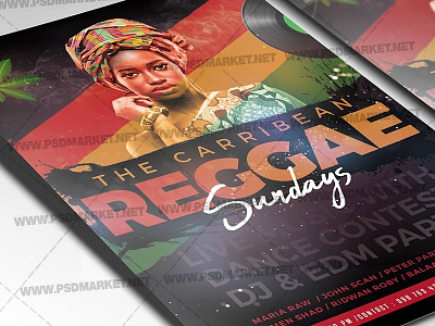 Reggae Sundays Flyer - PSD Template africa afro alternative festival jamaica live music rastafarian reggae reggae design reggae flyer reggae nights reggae psd reggae tour flyer reggae tour poster