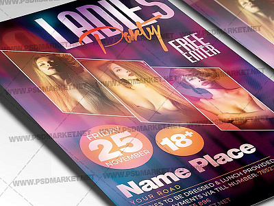 Ladies Party Flyer - PSD Template girls girls night girls night flyer girls night poster ladies ladies night night out pink sexy girls sexy night
