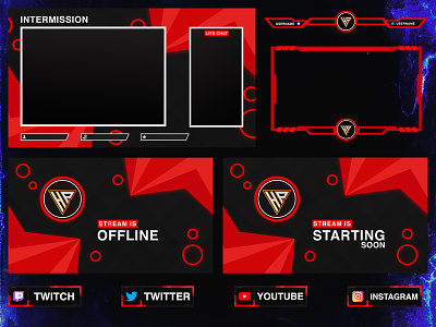 Free Red stream overlay template download