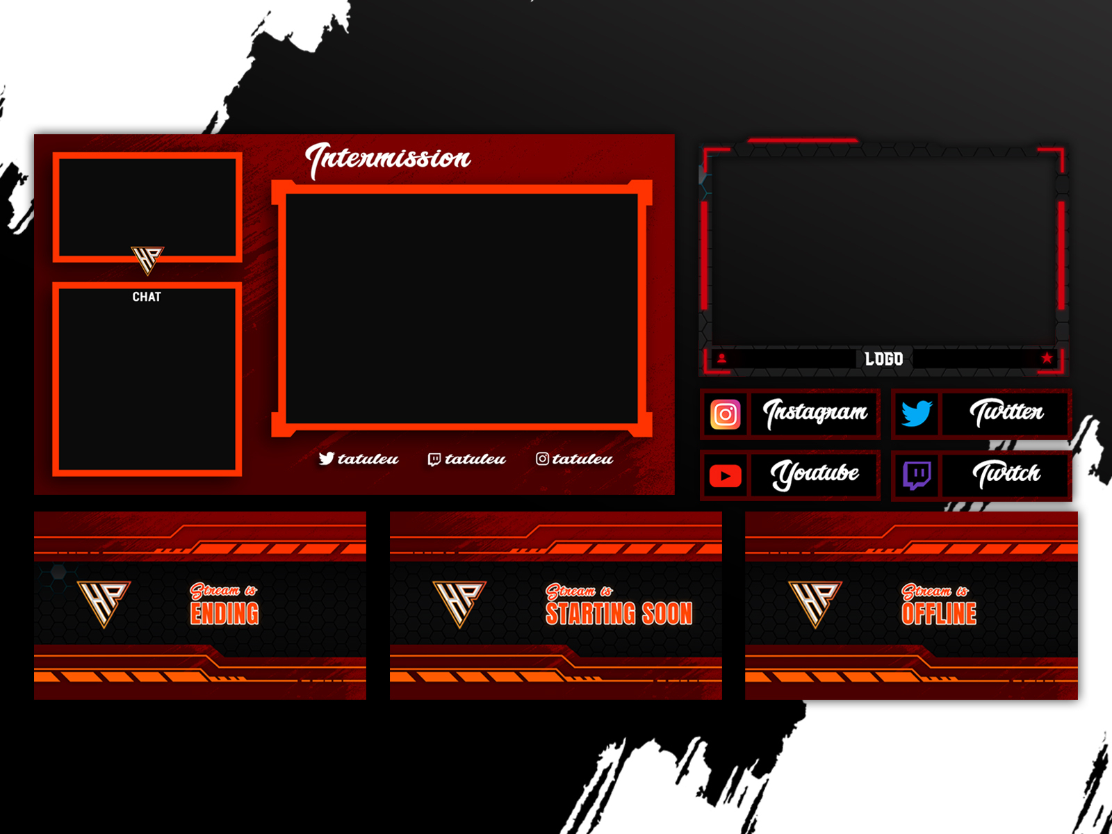 Red stream overlay packages by Logo intro & twitch GFX Designer on Dribbble