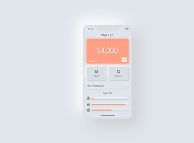 Wallet Mobile App mobile mobile app mobile ui neomorphism ui