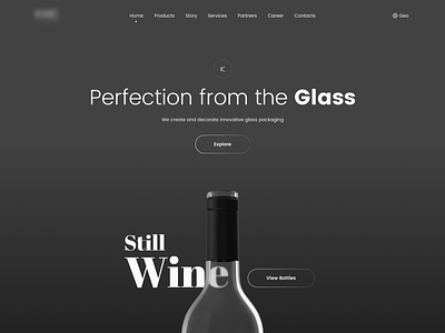 Glass web 2d blackandwhite bottle dark design flat minimal typography ui ux web wine