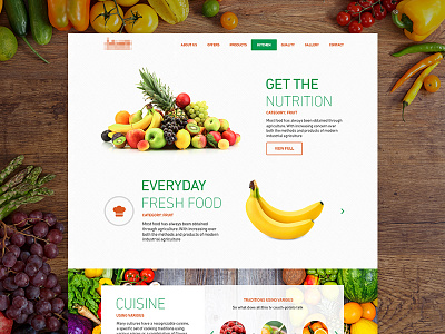 Food web design flat food fruit menu site typography ui web