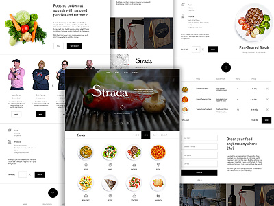 Strada cafe black cafe design food site strada typography ui ux web white