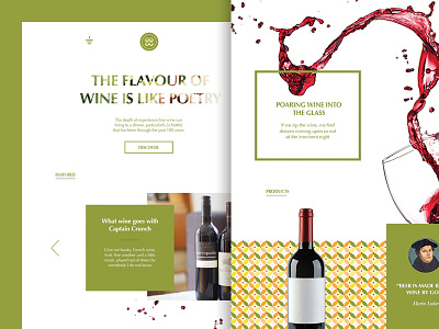 Wine Web desigm flat green site typography white wine
