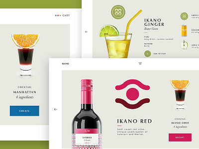 Ikano Web Page behance bottle cocktail ikano ingredients interaction ui ux web wine