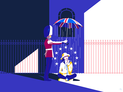 Brexit - day & night artwork brexit digital illustration europe european european union guard illustration illustrator london queen uk umbrella union welsh
