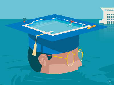 Student artwork digital illustration drowning funds illustration illustrator inequality society student study swimming pool university