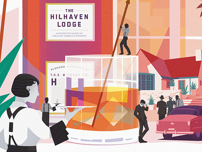 The Hilhaven Lodge v2 age artwork beverlyhills branding cinema design digital illustration digitalart golden hollywood illustration illustrator movie party pop art retro vintage whiskey whisky