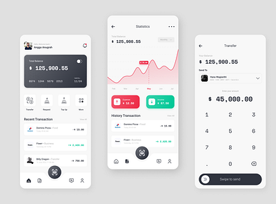 Finance Mobile App Concept (E-Wallet) app app design bank bank app card clean finance fintech mobile mobile app money product product design ui ui design uiux wallet