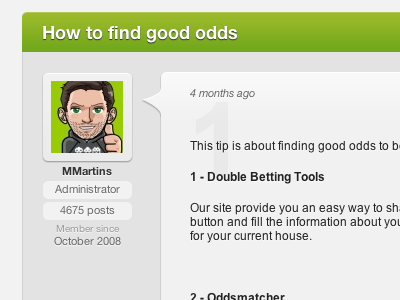 Doublebetting forum clean forum gradient gray green interface website