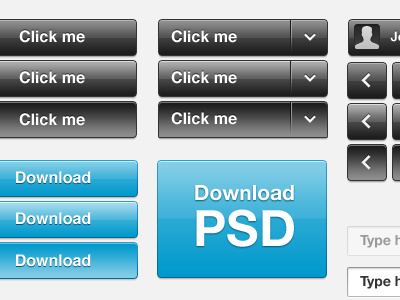 Shiny Interface - Free PSD avatar buttons dropdown free free psd freebie interface menu psd search slider tooltip ui