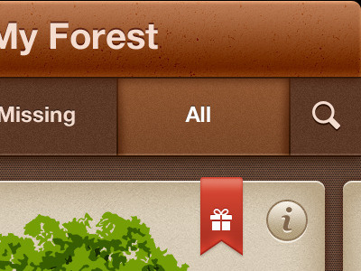 My Forest - iPhone app app buttons cards forest interface ios iphone ribbon search tabs tree
