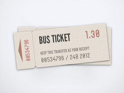 Ticket bus paper price texture ticket