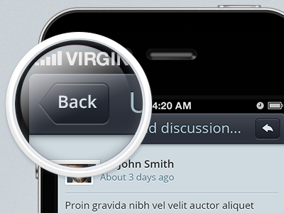 iOS app app back button blue button discussion ios loupe