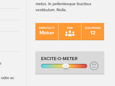 Excite-o-meter icons meter orange rainbow slider smily