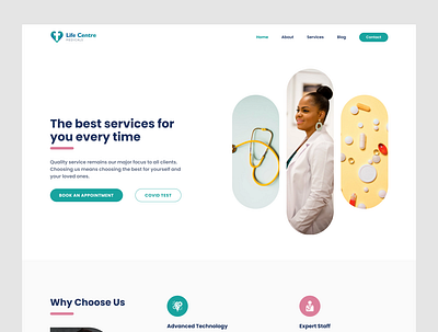 Health Company Website health hospital landing ui minimalist uiux