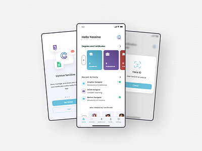 CertoTrust - Mobile App for your Certification Collection certificate degree doc file mobile app onboarding ui user interface web design