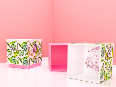 Boxes box box design brand brand identity branddesign branding design photoshop pink present presentbox style