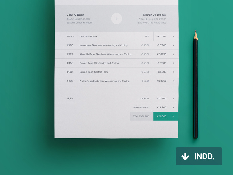 modern invoice template
 Modern Invoice Template by Martijn van den Broeck - Dribbble