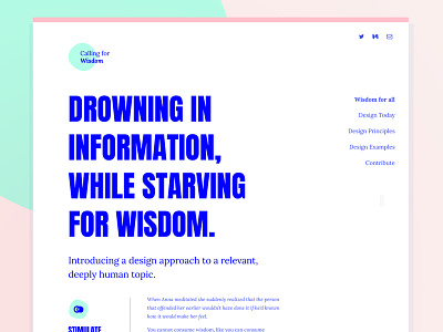 Calling for Wisdom - Webdesign blue bold design interaction typography ui ux wisdom