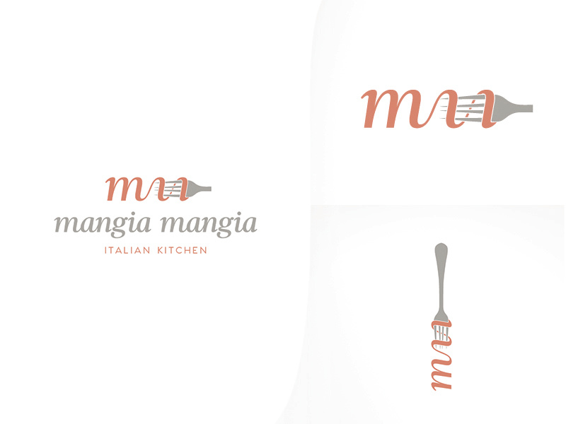 Mangia Mangia Logo type letters typography mangia pasta spaghetti food italy italian restaurant branding logo